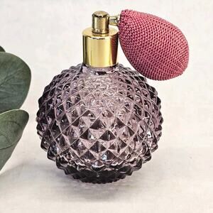 Vintage Nat Robbins Purple Amethyst Glass Perfume Bottle with Atomizer (empty)